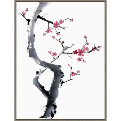 23 x 30 Plum Blossom Branch I by Rae Parker - Amanti Art: Modern Vertical Lithograph Canvas