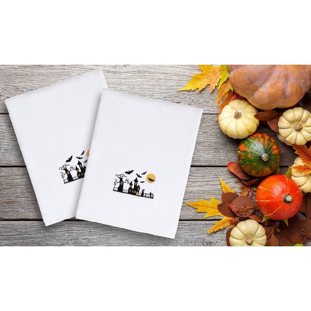 2pc Scary Halloween Hand Towel Set White - Linum Home Textiles