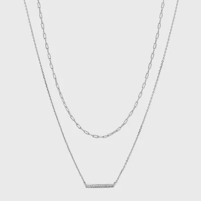 Sterling Silver Cubic Zirconia Multi-Strand Necklace - A New Day Silver