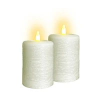 LumiPur 2pk 2x3 Signature Natural Glow Flameless Wax Votive LED Candles Linen White