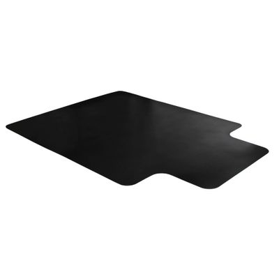 Vinyl Chair Mat for Hard Floors Lipped Black - Floortex: PVC Office Floor Protector, Rectangle With Lip