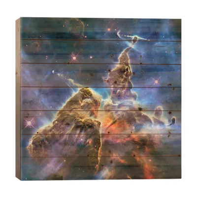 26 x 26 Mystic Mountain in Carina Nebula II Hubble Space Telescope Wood Print by NASA - iCanvas