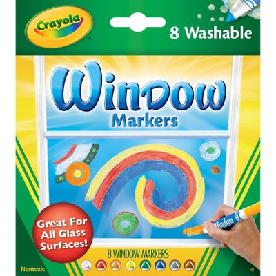 Crayola 8ct Washable Window Markers: Medium Point, Multicolored, Art & Stationery for Kids, Window Paint, Ages 3+