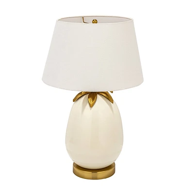 Storied Home Metal Base Table Lamp with Pineapple Detail and Shade: Hospitality Symbol, No Bulb Included