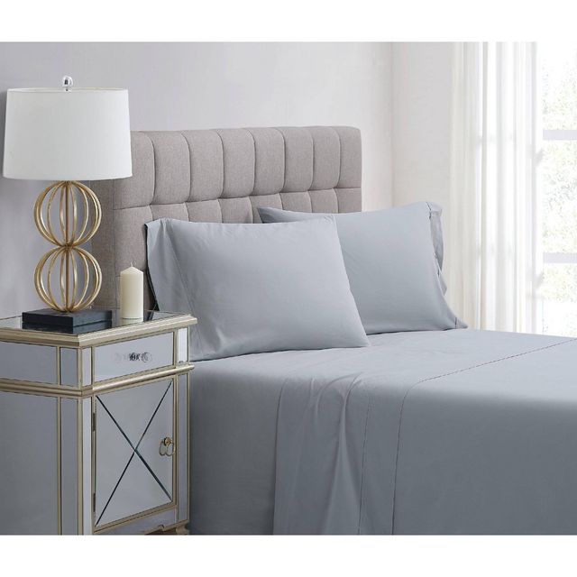 King 400 Thread Count Solid Percale Pillowcase Set Gray - Charisma