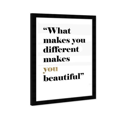 13 x 19 What Makes You Different Makes You Beautiful Motivational Quotes Unframed Canvas Wall Art Black - Wynwood Studio