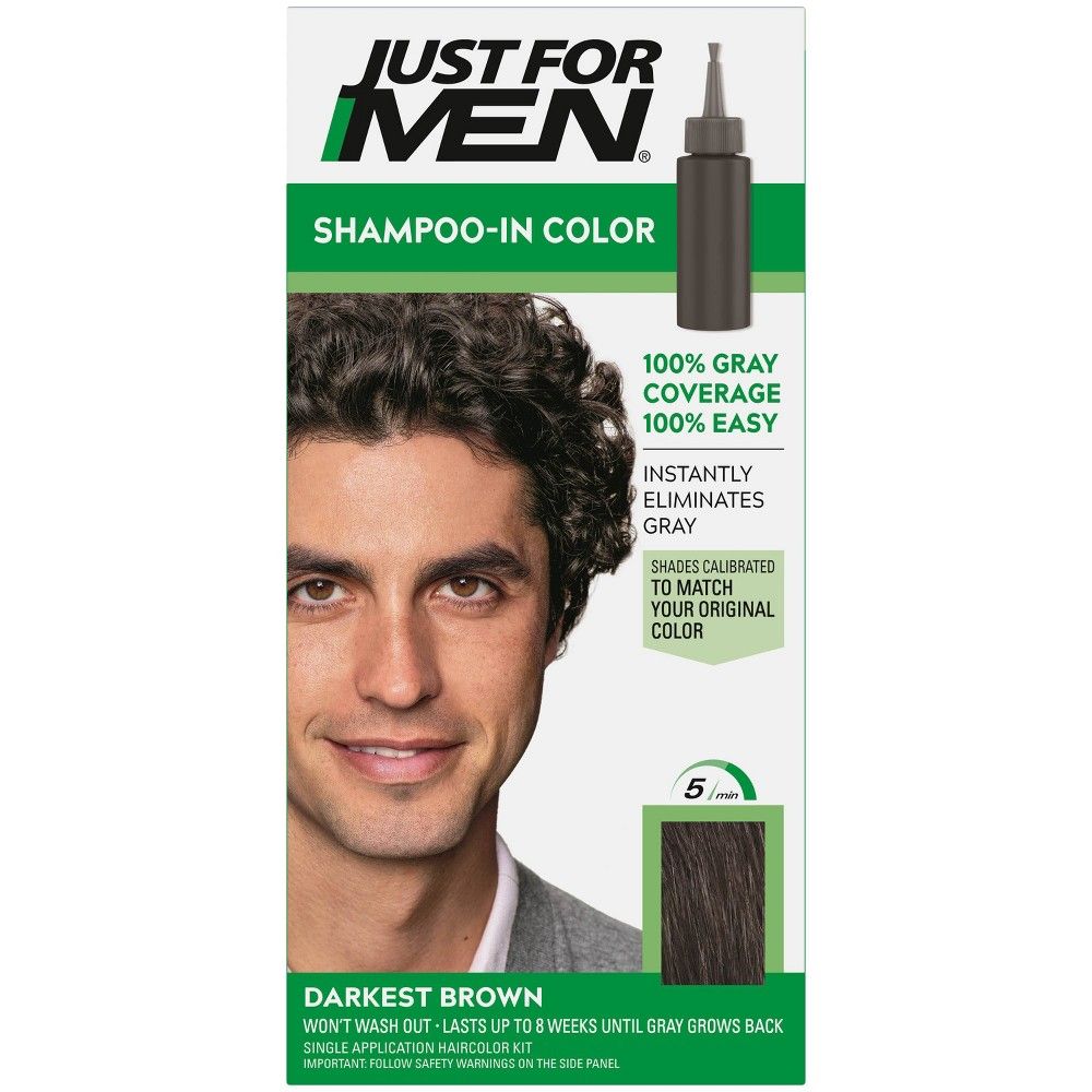 Just For Men Shampoo-In Color Gray Hair Coloring for Men - Darkest Brown -  H-50 | Connecticut Post Mall