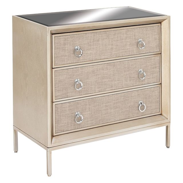 Wood and Metal Mirror Chest Silver/Gray - Olivia & May