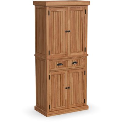 Nantucket Kitchen Storage Pantry - Natural: Home Styles, Hardwood Standing Cabinet with Drawer & Shelves