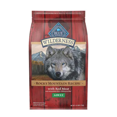 Blue Buffalo Wilderness Rocky Mountain Recipe High Protein Natural Adult Dry Dog Food Beef with Grain - 4.5lbs