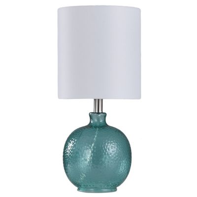 Glass Table Lamp Blue - StyleCraft: Seeded Glass Finish, White Linen Shade, UL Listed, Modern Decor