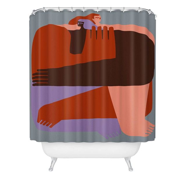 Enrique Larios Abrazo Shower Curtain Gray - Deny Designs