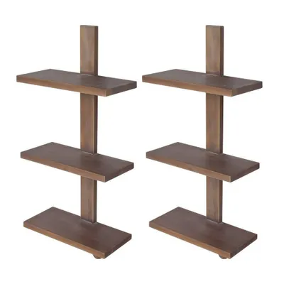 18.5x37 Set of 2 3-Tier Hanging Wood Shelves Natural - A&B Home