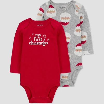 Carters Just One You Baby Christmas 2pk Santas First Christmas Bodysuit