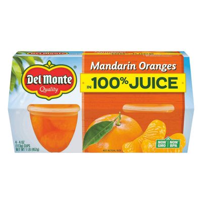 Del Monte Mandarin Oranges In 100% Fruit Juice Fruit Cups