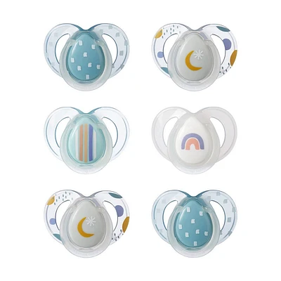 Tommee Tippee Night Pacifier 6-18m - White and Gray - 6pk