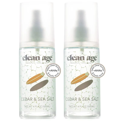 Clean Age Cedar and Sea Salt AHA Body Spray + Deodorant for Teens - 4 fl oz/2pk