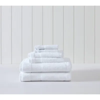 6pc Island Retreat Bath Towel Set White - Tommy Bahama: Cotton Terry, OEKO-TEX Certified, Lightweight