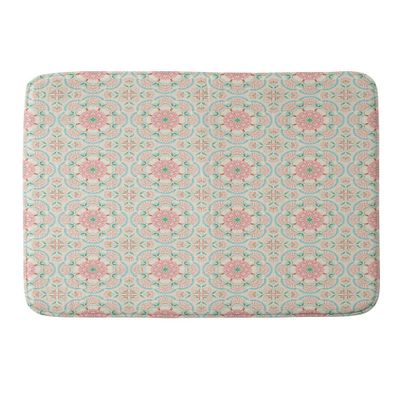 Floral Mandala Tile Memory Foam Bath Rug Blue - Deny Designs