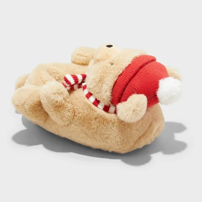 Kids Holiday Teddy Bear Character Slippers