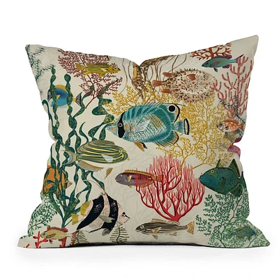 Deny Designs DESIGN d annick coral reef deep silence x Indoor Throw Pillow: Abstract, Machine Washable, Zippered Cover