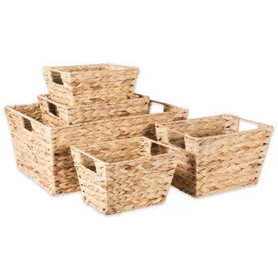 Design Imports Set of 5 Natural Water Hyacinth Baskets