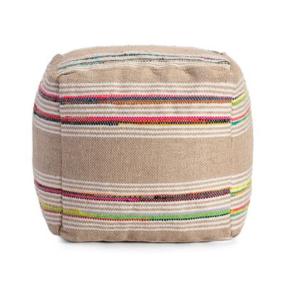 Soulard Pouf Beige - Anji Mountain: Handmade Square, Jute & Polyester, Fair Trade Certified