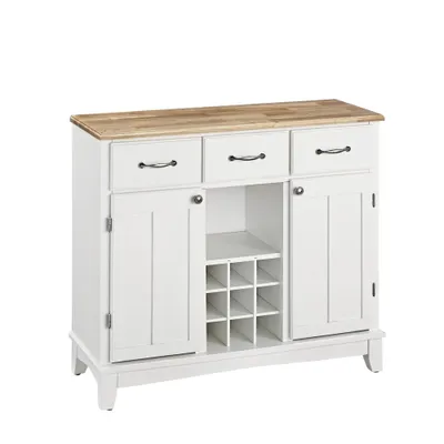 36.25 Sideboard Buffet Servers with Wood Top White - Home Styles: Kitchen Storage, Hutch Design, Wine Rack