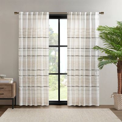 1pc 50x84 Light Filtering Nea Printed Curtain Panel Natural - Ink+Ivy