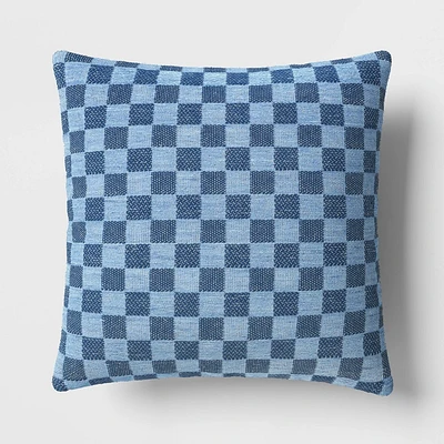 Checkerboard Woven Cotton Square Throw Pillow - Essentials