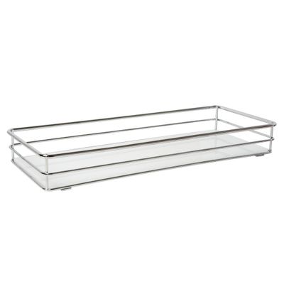 Vanity Tray with White Glass Chrome - Elle Dcor