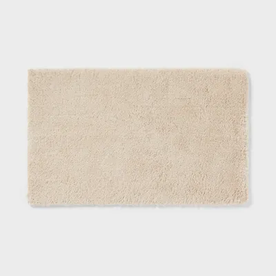 24x40 Spa Plush Bath Rug Almond - Threshold: Machine Washable, Tufted Polyester, Latex Backing