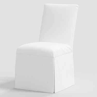 Samy Skirted Slipcover Dining Chair Twill White - Threshold: Elegant Upholstered Seat, Rubberwood Frame, 250lb Capacity