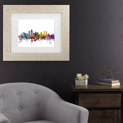 Trademark Fine Art 16x20 Michael Tompsett San Diego California Skyline Matted Framed Art Cream