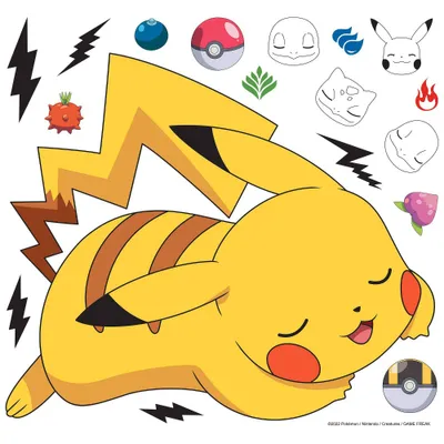 Pokemon Sleeping Pikachu Giant Peel and Stick Kids Wall Decals - RoomMates