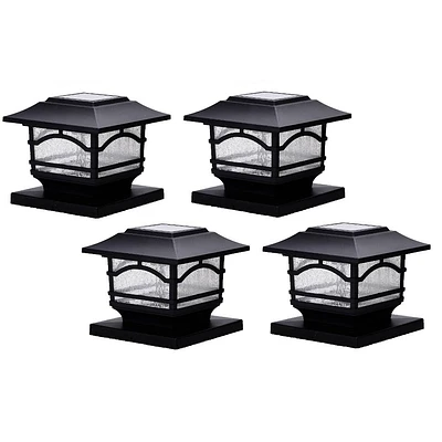 Maxsa Innovations Solar 4pk Post Cap & Deck Railing Lights : Weather-Resistant Outdoor Lamp Posts