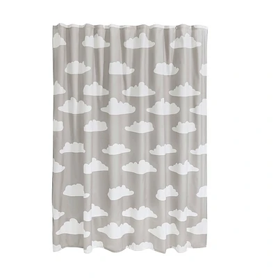 iDESIGN Fabric Shower Curtain with Cloud Pattern Water Resistant Shower Curtain