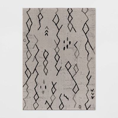 Grace Sketch Diamond Indoor/Outdoor Rug - Black/White - Threshold: -Woven, Polypropylene