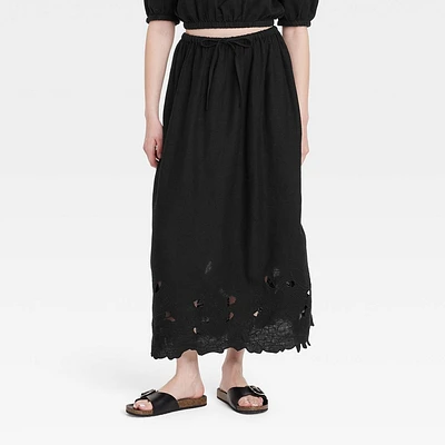 Women Openwork A-Line Maxi Skirt