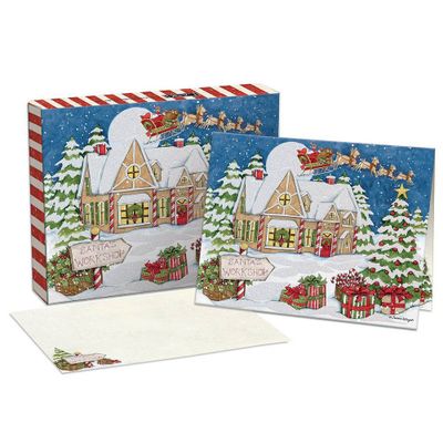 LANG 18ct Santas Workshop Boxed Holiday Greeting Card Pack