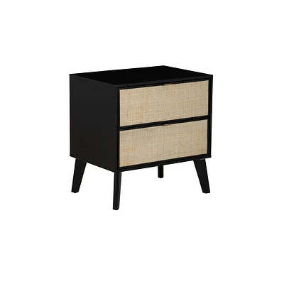 Powell Chancery Black and Cane Cane 2 Drawer Nightstand