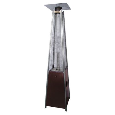 Hammered Metal Tall Glass Tube Portable Patio Heater - Golden Bronze - AZ Patio Heaters: Quartz, 40,000 BTU, 10ft Radius