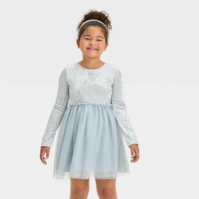 Girl Long Sleeve Velour Tulle Dre