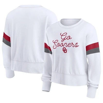 NCAA Oklahoma Sooners Womens White Terry Crew Neck Sweatshirt