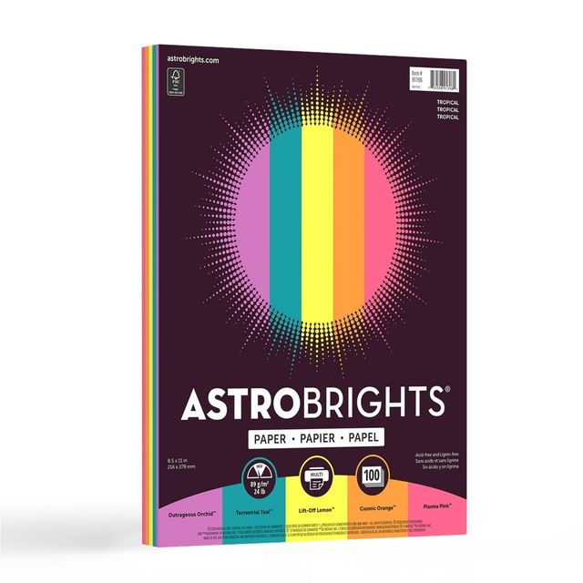 100 Sheets Printer Paper 8.5x11 Tropical - Astrobrights