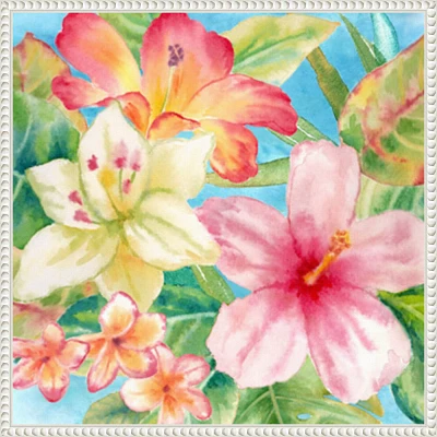 Amanti Art 22x22 Tropical Island Florals by Cynthia Coulter Framed Canvas Wall Art Print