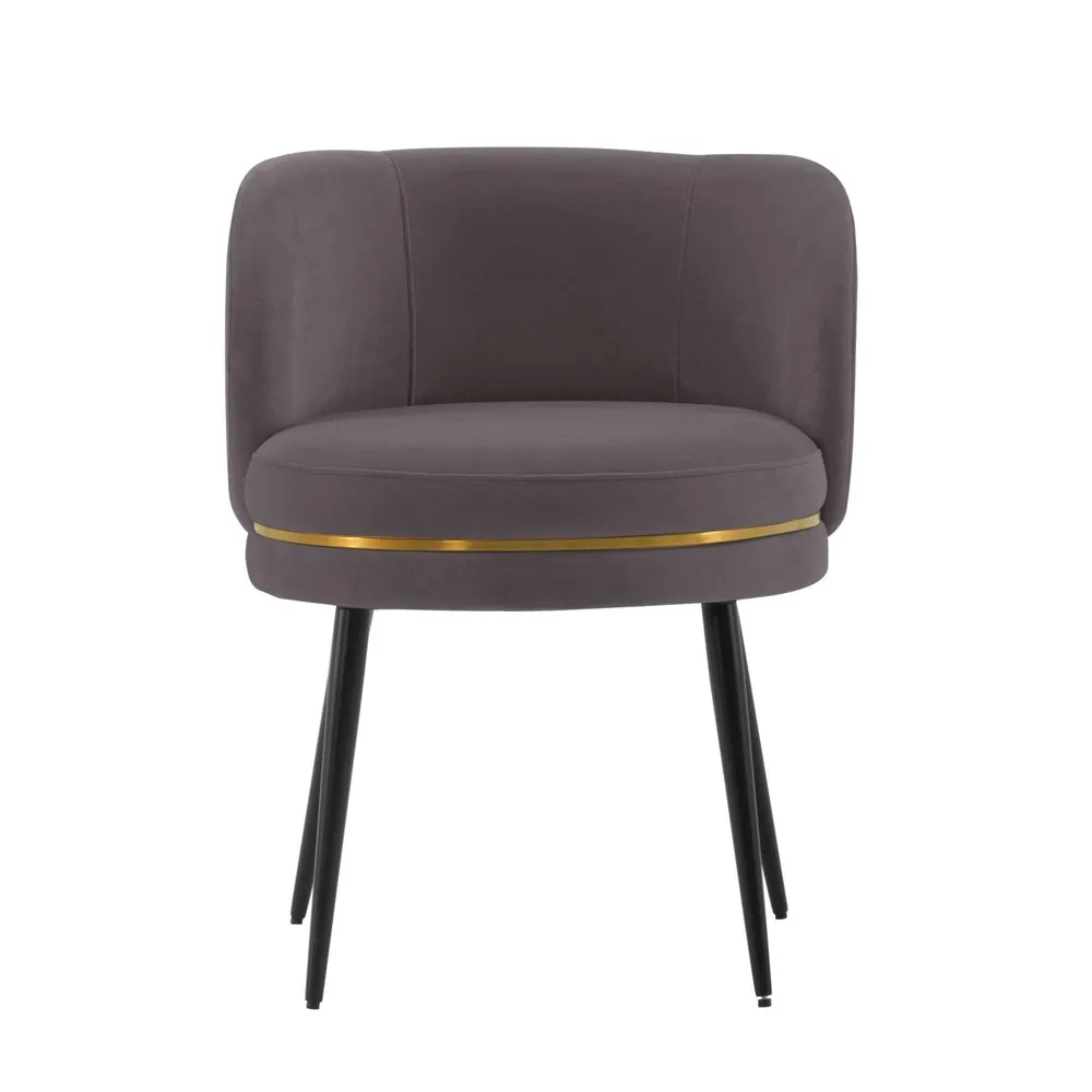 Manhattan Comfort Modern Kaya Pleated Velvet Dining Chair in Grey - Set of 2