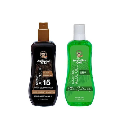 Australian Gold SPF 15 Spray Gel with Bronzer & Soothing Aloe - 2ct/16 fl oz