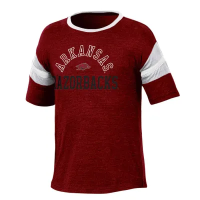 NCAA Arkansas Razorbacks Girls hort leeve triped hirt