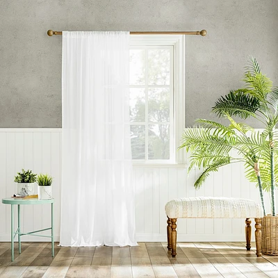 50x84 Archaeo Sheer 100% Cotton Curtain Panel White